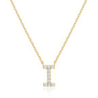 14k Yellow Gold Created White Sapphire Initial I Letter Pendant Necklace Plated