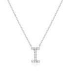 DiamondX 18K White Gold A-Z Alphabet Created White Sapphire Necklace Initial Plated