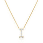 DiamondX 18K Yellow Gold A-Z Alphabet Created White Sapphire Necklace Initial Plated