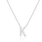 DiamondX 18K White Gold A-Z Alphabet Created White Sapphire Necklace Initial Plated