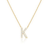 DiamondX 18K Yellow Gold A-Z Alphabet Created White Sapphire Necklace Initial Plated