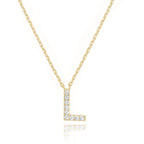 DiamondX 18K Yellow Gold A-Z Alphabet Created White Sapphire Necklace Initial Plated