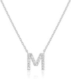 DiamondX 18K White Gold A-Z Alphabet Created White Sapphire Necklace Initial Plated