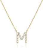 DiamondX 18K Yellow Gold A-Z Alphabet Created White Sapphire Necklace Initial Plated