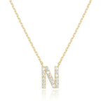 DiamondX 18K Yellow Gold A-Z Alphabet Created White Sapphire Necklace Initial Plated