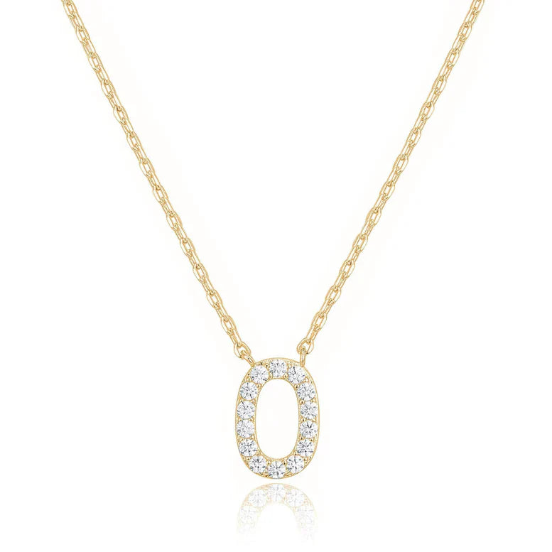 DiamondX 18K Yellow Gold A-Z Alphabet Created White Sapphire Necklace Initial Plated