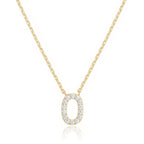 14k Yellow Gold Created Diamond Initial O Letter Pendant Necklace Plated