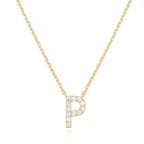 DiamondX 18K Yellow Gold A-Z Alphabet Created White Sapphire Necklace Initial Plated