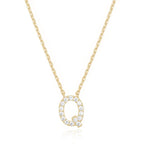 DiamondX 18K Yellow Gold A-Z Alphabet Created White Sapphire Necklace Initial Plated