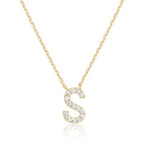 DiamondX 18K Yellow Gold A-Z Alphabet Created White Sapphire Necklace Initial Plated
