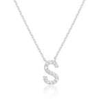DiamondX 18K White Gold A-Z Alphabet Created White Sapphire Necklace Initial Plated
