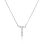 DiamondX 18K White Gold A-Z Alphabet Created White Sapphire Necklace Initial Plated