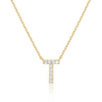 DiamondX 18K Yellow Gold A-Z Alphabet Created White Sapphire Necklace Initial Plated