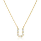 DiamondX 18K Yellow Gold A-Z Alphabet Created White Sapphire Necklace Initial Plated