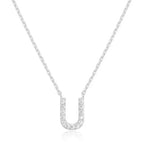 DiamondX 18K White Gold A-Z Alphabet Created White Sapphire Necklace Initial Plated