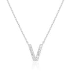 DiamondX 18K White Gold A-Z Alphabet Created White Sapphire Necklace Initial Plated