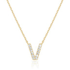DiamondX 18K Yellow Gold A-Z Alphabet Created White Sapphire Necklace Initial Plated