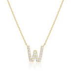DiamondX 18K Yellow Gold A-Z Alphabet Created White Sapphire Necklace Initial Plated