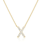 DiamondX 18K Yellow Gold A-Z Alphabet Created White Sapphire Necklace Initial Plated