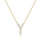 14k Yellow Gold Created White Sapphire Initial Y Letter Pendant Necklace Plated
