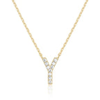 DiamondX 18K Yellow Gold A-Z Alphabet Created White Sapphire Necklace Initial Plated