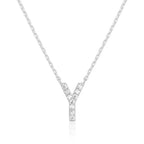 DiamondX 18K White Gold A-Z Alphabet Created White Sapphire Necklace Initial Plated