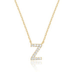 14k Yellow Gold Created White Sapphire Initial Z Letter Pendant Necklace Plated