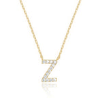 14k Yellow Gold Created Diamond Initial Z Letter Pendant Necklace Plated