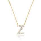 DiamondX 18K Yellow Gold A-Z Alphabet Created White Sapphire Necklace Initial Plated