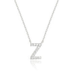 DiamondX 18K White Gold A-Z Alphabet Created White Sapphire Necklace Initial Plated