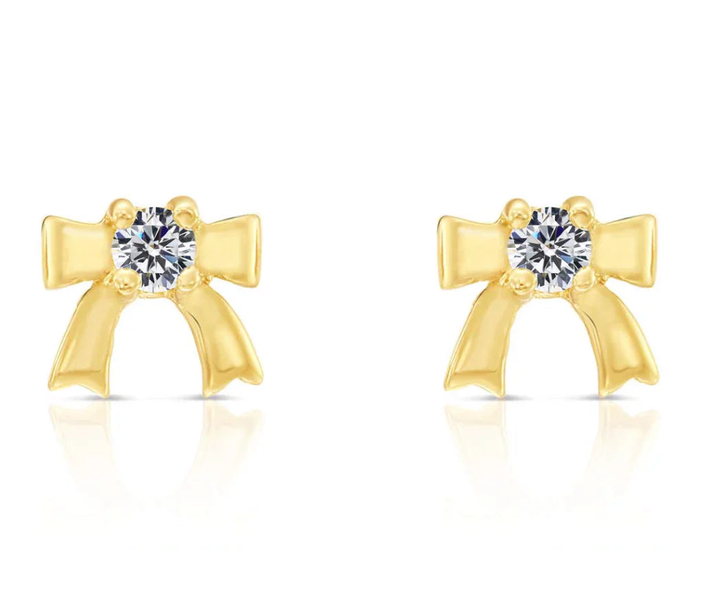 10k Yellow Gold Bow Stud Earrings