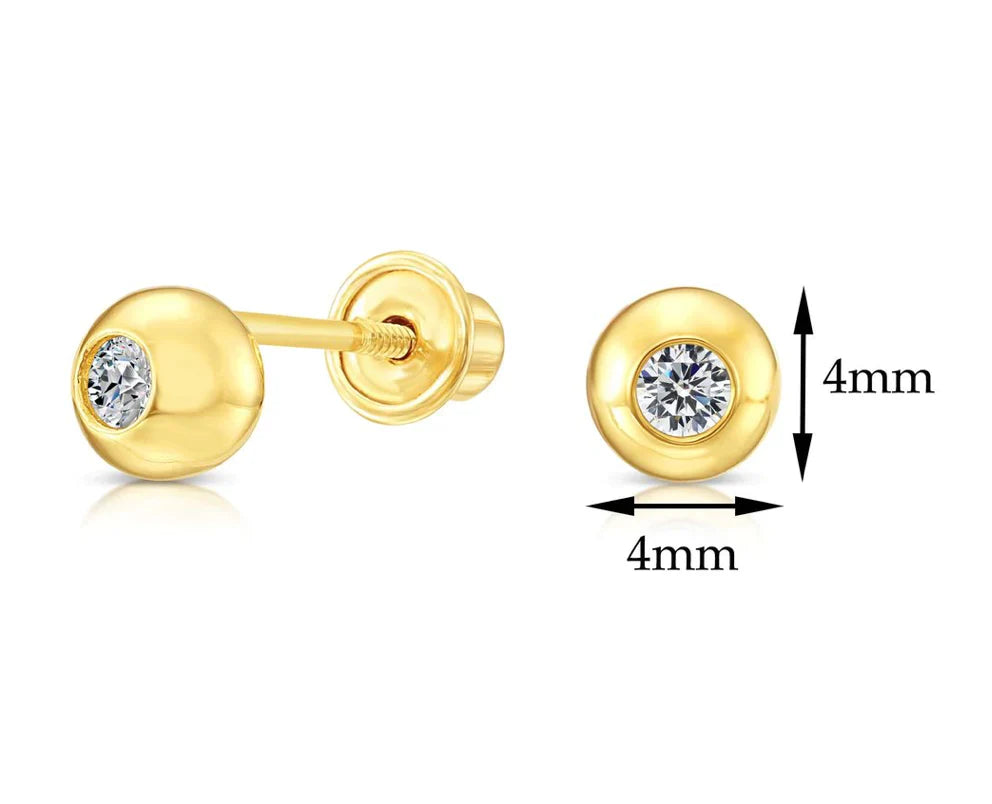 10k Yellow Gold Half Ball Stud Earrings