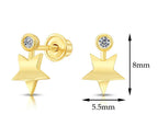 10k Yellow Gold Star CZ Stud Earrings
