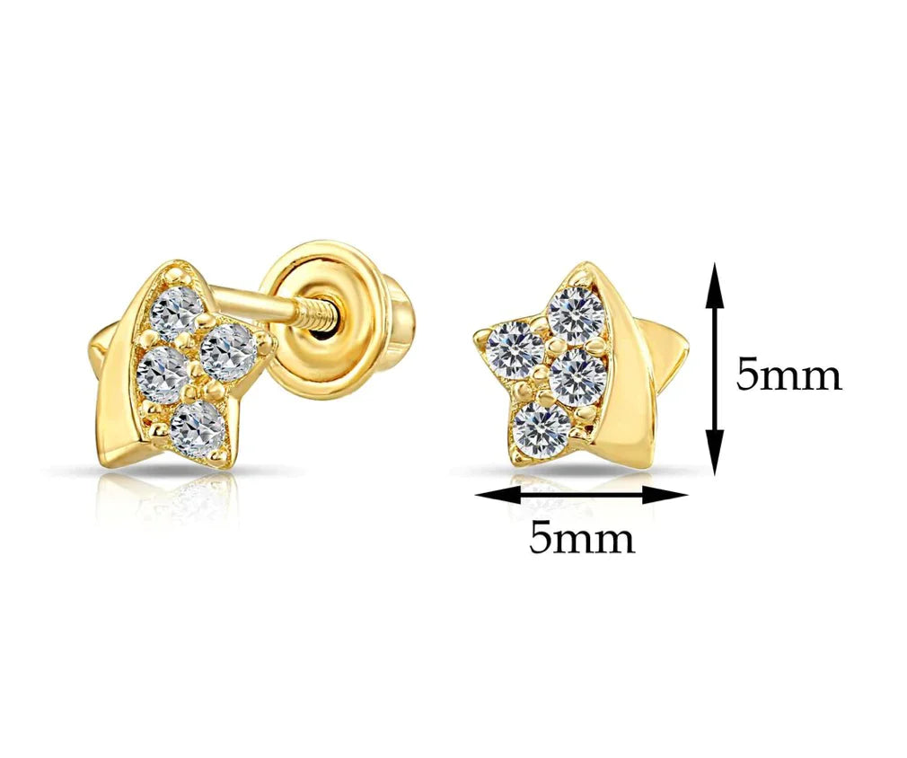 10k Yellow Gold CZ Flower Stud Earrings