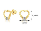 10k Yellow Gold Heart Stud Earrings with Cz