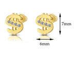 10k Yellow Gold Money Sign Stud Earrings