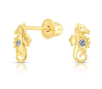 10k Yellow Gold Seahorse Stud Earrings