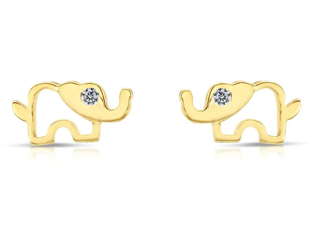10k Yellow Gold Elephant Stud Earrings