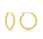 14k Yellow Gold Hoop Earrings with Twisted DC Design 2.5mm Thickness