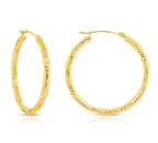14k Yellow Gold Hoop Earrings with Twisted DC Design 2.5mm Thickness