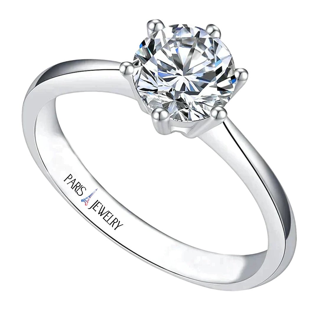 DiamondX 18K White Gold 2ct Created White Sapphire Round Engagement Wedding Ring Plated Size 5
