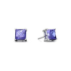 DiamondX 18K White Gold 1 Carat Created Princess Sapphire Birthstone Stud Earrings All Colors Plated