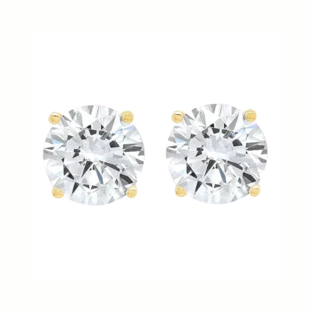 DiamondX 18K Yellow Gold 1/2 Carat Round Moissanite Stud Earrings