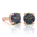 14k Rose Gold Created Mystic Round Stud Earrings 4mm