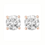 DiamondX 14K Rose Solid Gold Created White Diamond Round 1/4Ct, 1/2Ct, 1Ct, 2Ct, 3Ct Stud Earrings - D/VVS1