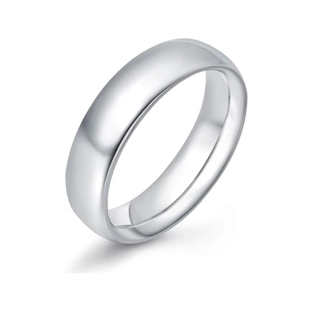 DiamondX 24K White Gold High Polish Classic Wedding Ring 6mm Women And Men Plated Size - 6