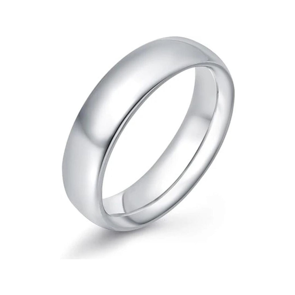 DiamondX 24K White Gold High Polish Classic Wedding Ring 6mm Women And Men Plated Size - 11
