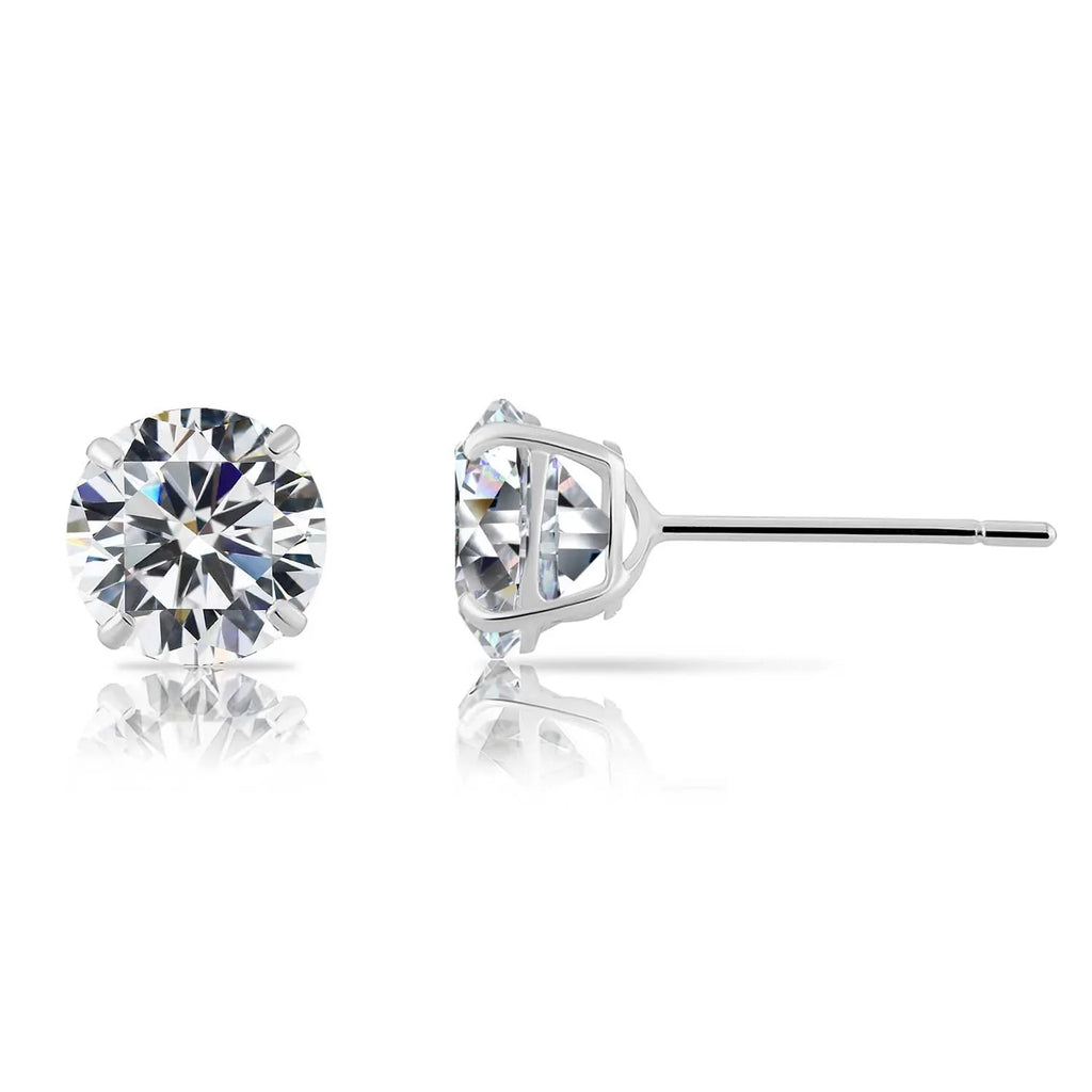 14k White Gold CZ Studs Earrings