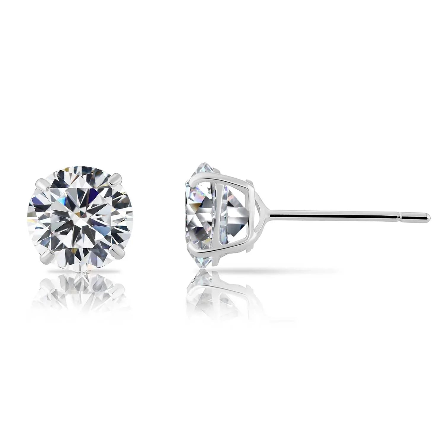 14k White Gold CZ Studs Earrings