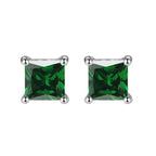 DiamondX 18K White Gold 1 Carat Created Princess Sapphire Birthstone Stud Earrings All Colors Plated